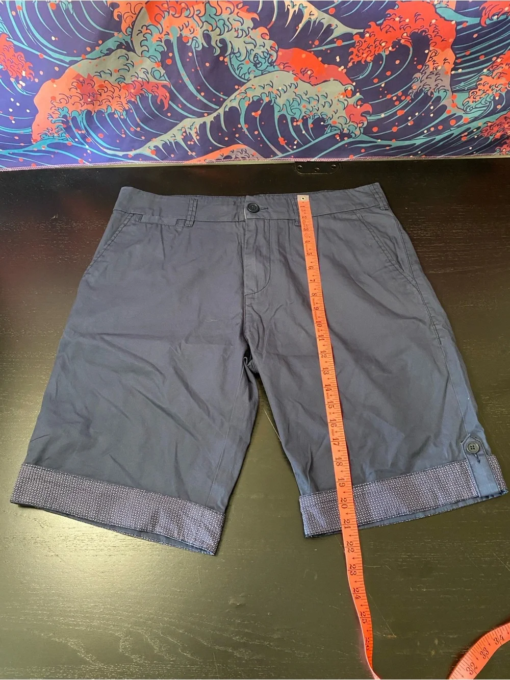 21men Navy Flat-Front Roll-Cuff Shorts